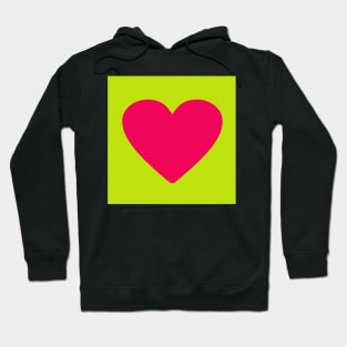 Pink heart on lime green Hoodie